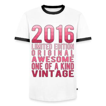 Edition limitée depuis 2016 Anniversaire Millésime 2016 - T-shirt contrasté Homme - blanc/noir - Devant - AI Model Female 172 light (172cm) & AI Model Male 178 dark (178cm)