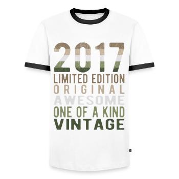 Edition limitée depuis 2017 Anniversaire Millésime 2017 - T-shirt contrasté Homme - blanc/noir - Devant - AI Model Female 172 light (172cm) & AI Model Male 178 dark (178cm)