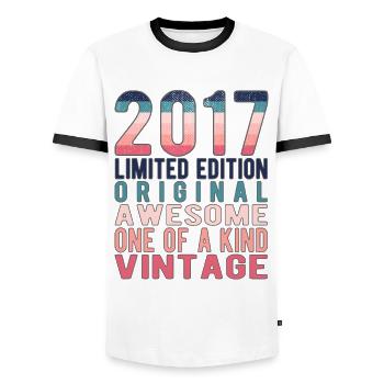 Edition limitée depuis 2017 Anniversaire Millésime 2017 - T-shirt contrasté Homme - blanc/noir - Devant - AI Model Female 172 light (172cm) & AI Model Male 178 dark (178cm)