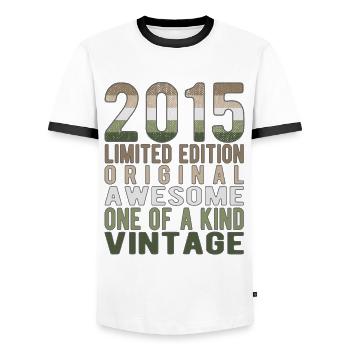 Edition limitée depuis 2015 Anniversaire Millésime 2015 - T-shirt contrasté Homme - blanc/noir - Devant - AI Model Female 172 light (172cm) & AI Model Male 178 dark (178cm)
