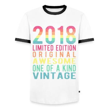 Limited Edition Since 2018 Birthday Vintage 2018 - Men's Ringer Shirt - white/black - Front - AI Model Female 172 light (172cm) & AI Model Male 178 dark (178cm)