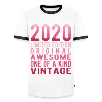 Edition limitée depuis 2020 Anniversaire Millésime 2020 - T-shirt contrasté Homme - blanc/noir - Devant - AI Model Female 172 light (172cm) & AI Model Male 178 dark (178cm)