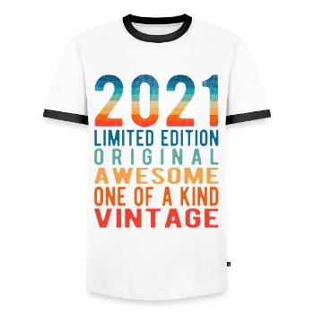 Limited Edition Since 2021 Birthday Vintage 2021 - Men's Ringer Shirt - white/black - Front - AI Model Female 172 light (172cm) & AI Model Male 178 dark (178cm)