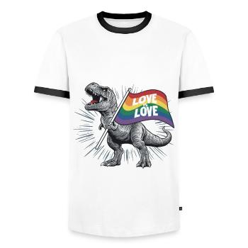 Pride Month - Love is Love - LGBTQ+ Community - Men's Ringer Shirt - white/black - Front - AI Model Female 172 light (172cm) & AI Model Male 178 dark (178cm)