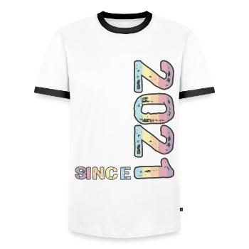 Meilleur papa du monde depuis la fête des pères 2021 - T-shirt contrasté Homme - blanc/noir - Devant - AI Model Female 172 light (172cm) & AI Model Male 178 dark (178cm)
