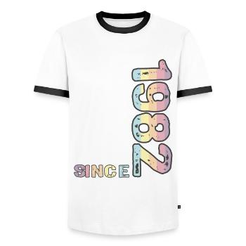 Bester Papa der Welt seit 1982 Vatertag - Männer Kontrast-T-Shirt - Weiß/Schwarz - Vorne - AI Model Female 172 light (172cm) & AI Model Male 178 dark (178cm)
