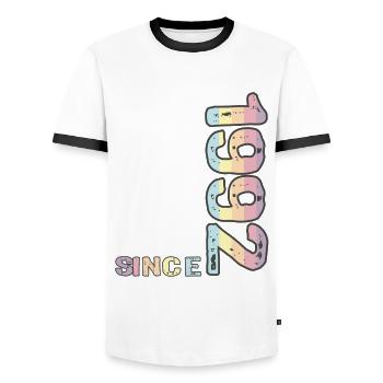 Bester Papa der Welt seit 1992 Vatertag - Männer Kontrast-T-Shirt - Weiß/Schwarz - Vorne - AI Model Female 172 light (172cm) & AI Model Male 178 dark (178cm)