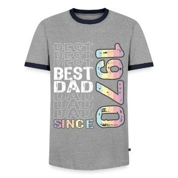 Meilleur papa du monde depuis 1970 Fête des pères - T-shirt contrasté Homme - gris/marine  - Devant - AI Model Female 172 light (172cm) & AI Model Male 178 light (178cm)