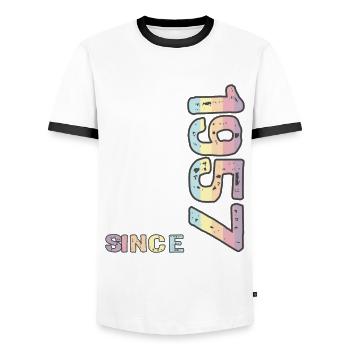 Bester Papa der Welt seit 1957 Vatertag - Männer Kontrast-T-Shirt - Weiß/Schwarz - Vorne - AI Model Female 172 light (172cm) & AI Model Male 178 dark (178cm)