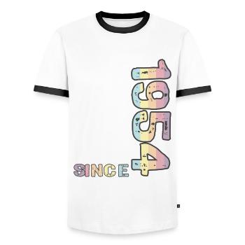 Best dad in the world since 1954 Father's Day - Men's Ringer Shirt - white/black - Front - AI Model Female 172 light (172cm) & AI Model Male 178 dark (178cm)