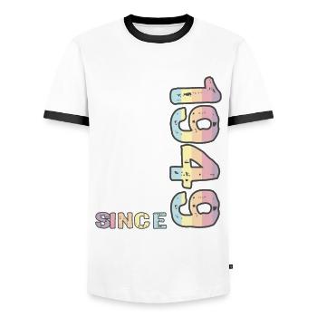 Best dad in the world since 1949 Father's Day - Men's Ringer Shirt - white/black - Front - AI Model Female 172 light (172cm) & AI Model Male 178 dark (178cm)