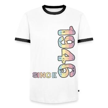 Best dad in the world since 1946 Father's Day - Men's Ringer Shirt - white/black - Front - AI Model Female 172 light (172cm) & AI Model Male 178 dark (178cm)