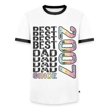 Best dad in the world since 2007 Father's Day - Men's Ringer Shirt - white/black - Front - AI Model Female 172 light (172cm) & AI Model Male 178 dark (178cm)