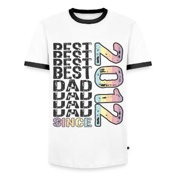 Best dad in the world since 2012 Father's Day - Men's Ringer Shirt - white/black - Front - AI Model Female 172 light (172cm) & AI Model Male 178 dark (178cm)