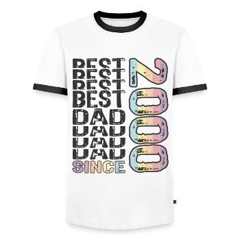 Best dad in the world since 2000 Father's Day - Men's Ringer Shirt - white/black - Front - AI Model Female 172 light (172cm) & AI Model Male 178 dark (178cm)