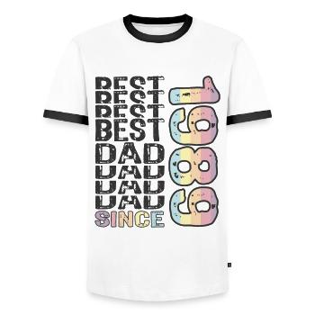 Bester Papa der Welt seit 1989 Vatertag - Männer Kontrast-T-Shirt - Weiß/Schwarz - Vorne - AI Model Female 172 light (172cm) & AI Model Male 178 dark (178cm)