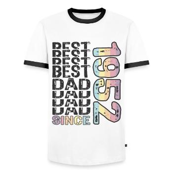 Best dad in the world since 1952 Father's Day - Men's Ringer Shirt - white/black - Front - AI Model Female 172 light (172cm) & AI Model Male 178 dark (178cm)