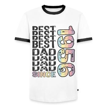 Meilleur papa du monde depuis 1956 Fête des pères - T-shirt contrasté Homme - blanc/noir - Devant - AI Model Female 172 light (172cm) & AI Model Male 178 dark (178cm)