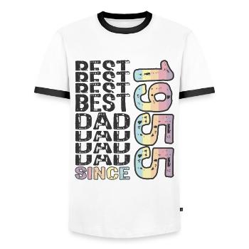 Best dad in the world since 1955 Father's Day - Men's Ringer Shirt - white/black - Front - AI Model Female 172 light (172cm) & AI Model Male 178 dark (178cm)