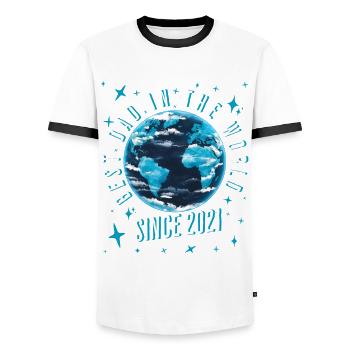 Best dad in the world since 2021 Father's Day - Men's Ringer Shirt - white/black - Front - AI Model Female 172 light (172cm) & AI Model Male 178 dark (178cm)