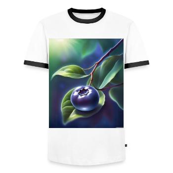 Schöne Heidelbeere auf einem Blatt - Männer Kontrast-T-Shirt - Weiß/Schwarz - Vorne - AI Model Female 172 light (172cm) & AI Model Male 178 dark (178cm)