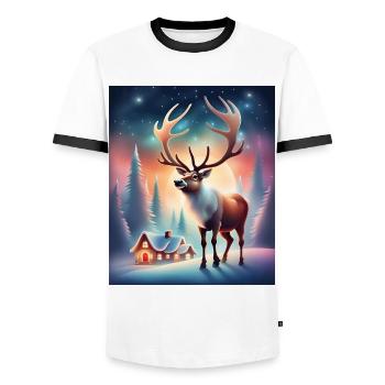 Village du Père Noël rennes - T-shirt contrasté Homme - blanc/noir - Devant - AI Model Female 172 light (172cm) & AI Model Male 178 dark (178cm)