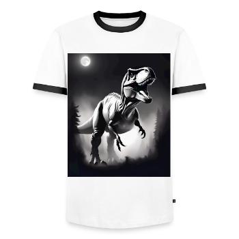 Black and white T-rex - Men's Ringer Shirt - white/black - Front - AI Model Female 172 light (172cm) & AI Model Male 178 dark (178cm)