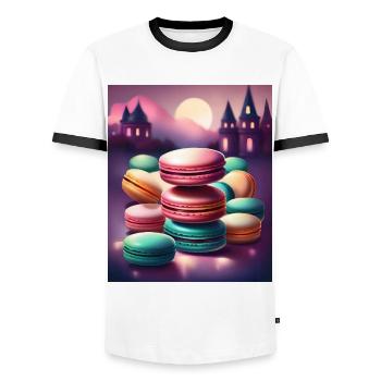 Awesome meringue macaroons - Men's Ringer Shirt - white/black - Front - AI Model Female 172 light (172cm) & AI Model Male 178 dark (178cm)