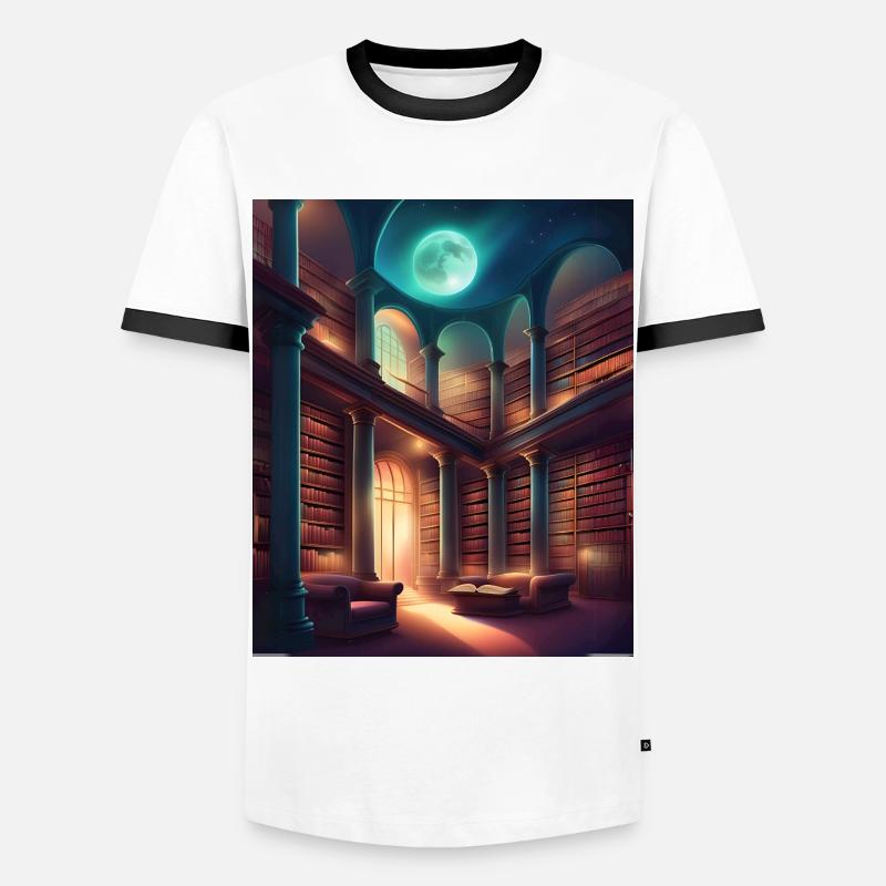 Fantasy library - Men's Ringer Shirt - white/black
