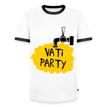 Daddy Party (Father's Day) - Men's Ringer Shirt - white/black - Front - AI Model Female 172 light (172cm) & AI Model Male 178 dark (178cm)