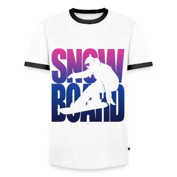 Snowboard Vacation Winter Sports Snowboarder Gift - Men's Ringer Shirt - white/black - Front - AI Model Female 172 light (172cm) & AI Model Male 178 dark (178cm)