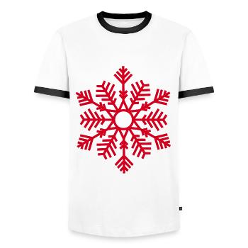 Rote Schneeflocke Frohe Weihnachten Geschenk Erwachsene & Kinder - Männer Kontrast-T-Shirt - Weiß/Schwarz - Vorne - AI Model Female 172 light (172cm) & AI Model Male 178 dark (178cm)