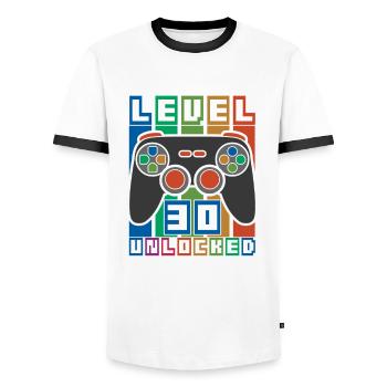 Lustige Gamer Level 30 Entsperrt 30. Geburtstagsgeschenk - Männer Kontrast-T-Shirt - Weiß/Schwarz - Vorne - AI Model Female 172 light (172cm) & AI Model Male 178 dark (178cm)