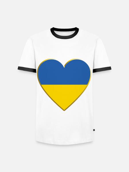 Ukraine Flag Heart, Ukrainian Flag - Men's Ringer Shirt - white/black