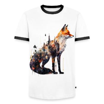 Fuchs Fuchsmotiv Tiere Geschenk Kunst Tiermotiv - Männer Kontrast-T-Shirt - Weiß/Schwarz - Vorne - AI Model Female 172 light (172cm) & AI Model Male 178 dark (178cm)