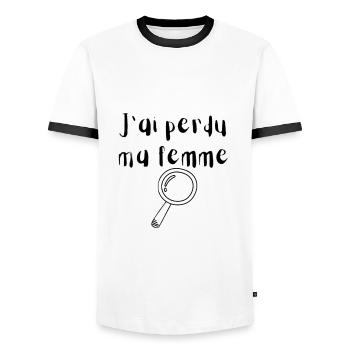 J'ai perdu ma femme - T-shirt contrasté Homme - blanc/noir - Devant - AI Model Female 172 light (172cm) & AI Model Male 178 dark (178cm)