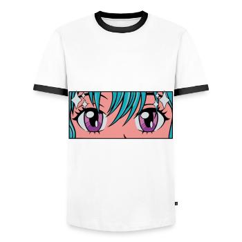 Anime ist kein Cartoon! - Männer Kontrast-T-Shirt - Weiß/Schwarz - Vorne - AI Model Female 172 light (172cm) & AI Model Male 178 dark (178cm)