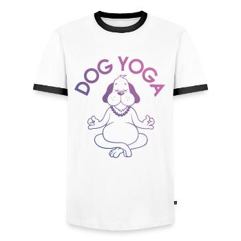 Yoga - Chemise Chien Yoga Fitness Sport Gift - T-shirt contrasté Homme - blanc/noir - Devant - AI Model Female 172 light (172cm) & AI Model Male 178 dark (178cm)