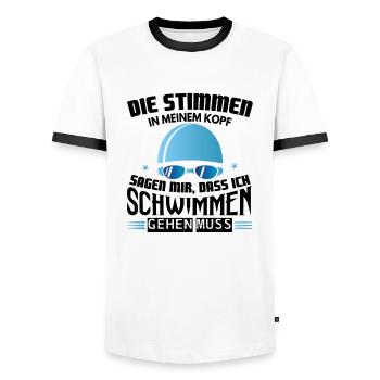 Schwimm - Shirt Tauchen Sport Pool Wasser Geschenk - Männer Kontrast-T-Shirt - Weiß/Schwarz - Vorne - AI Model Female 172 light (172cm) & AI Model Male 178 dark (178cm)