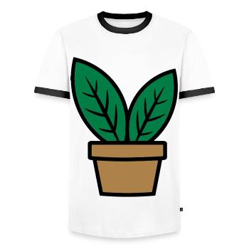 Plante feuilles plant plan plan - T-shirt contrasté Homme - blanc/noir - Devant - AI Model Female 172 light (172cm) & AI Model Male 178 dark (178cm)
