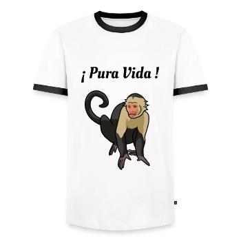 Pura Vida - Singe - T-shirt contrasté Homme - blanc/noir - Devant - AI Model Female 172 light (172cm) & AI Model Male 178 dark (178cm)