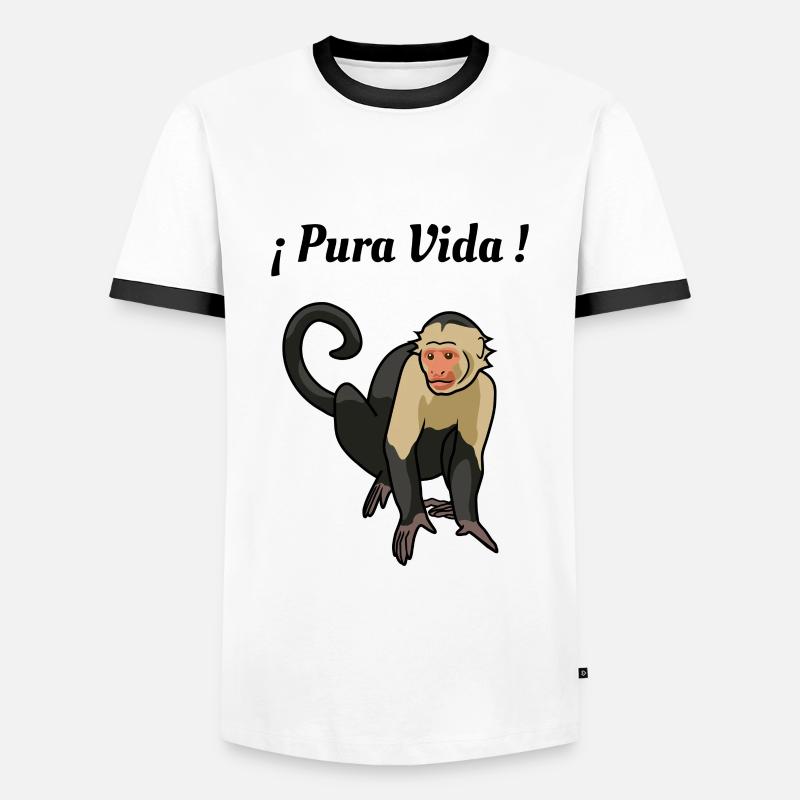 Pura Vida - Monkey - Men's Ringer Shirt - white/black