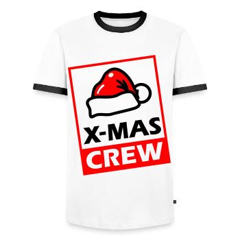 Christmas Crew XMAS Party - Men's Ringer Shirt - white/black - Front - AI Model Female 172 light (172cm) & AI Model Male 178 dark (178cm)