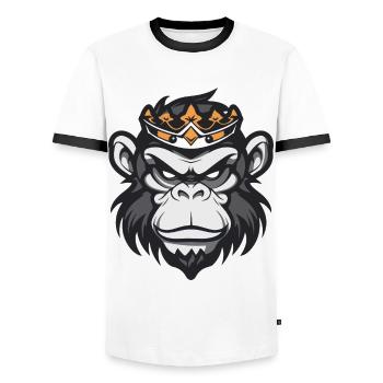 Monkey Crown - Men's Ringer Shirt - white/black - Front - AI Model Female 172 light (172cm) & AI Model Male 178 dark (178cm)