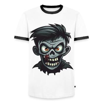 Zombie Halloween Comic - Männer Kontrast-T-Shirt - Weiß/Schwarz - Vorne - AI Model Female 172 light (172cm) & AI Model Male 178 dark (178cm)