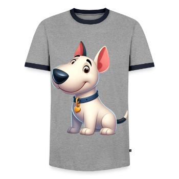 Bullterrier 5 - Männer Kontrast-T-Shirt - Grau/Navy  - Vorne - AI Model Female 172 light (172cm) & AI Model Male 178 light (178cm)