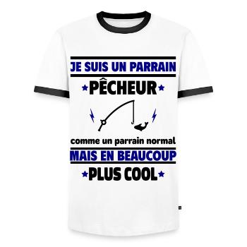 Je suis un parrain pêcheur plus cool - T-shirt contrasté Homme - blanc/noir - Devant - AI Model Female 172 light (172cm) & AI Model Male 178 dark (178cm)