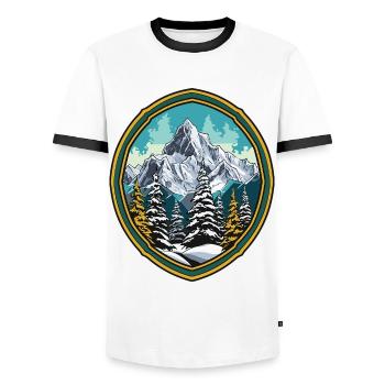 Mountains Forest Summits Ski - Men's Ringer Shirt - white/black - Front - AI Model Female 172 light (172cm) & AI Model Male 178 dark (178cm)