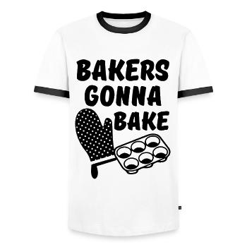 Bakers Gonna Bake - Men's Ringer Shirt - white/black - Front - AI Model Female 172 light (172cm) & AI Model Male 178 dark (178cm)