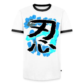 Ninja - Men's Ringer Shirt - white/black - Front - AI Model Female 172 light (172cm) & AI Model Male 178 dark (178cm)